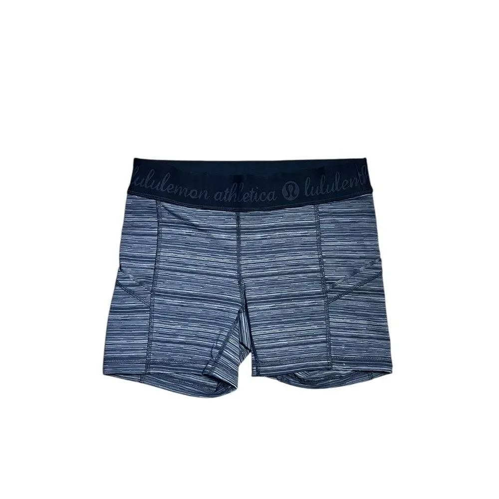 Lululemon Stripe Biker Running Shorts Sz 6 Small